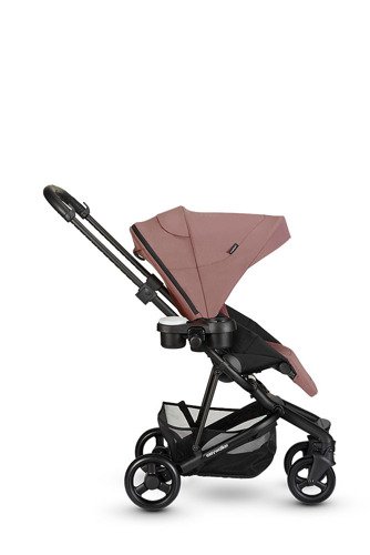 Easywalker Charley Wózek głęboko-spacerowy Desert Pink z czarnymi kółkami (zawiera stelaż, siedzisko z budką i pałąkiem)