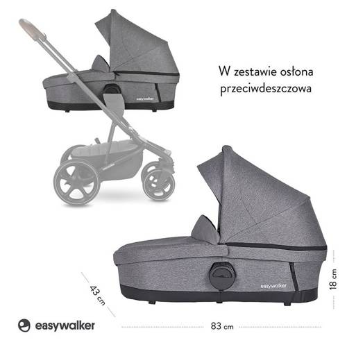 Easywalker Harvey³ Premium Gondola do wózka Diamond Grey (zawiera osłonkę przeciwdeszczową)