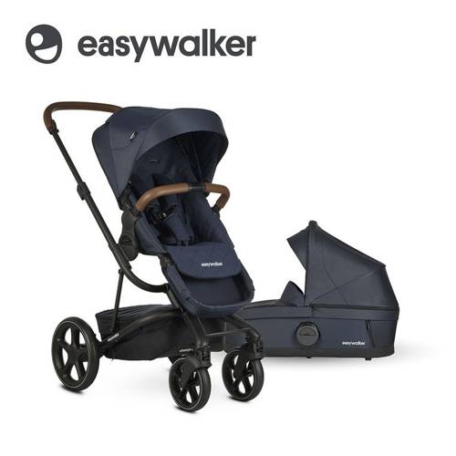 Easywalker Harvey³ Premium Wózek głęboko-spacerowy Sapphire Blue (zawiera stelaż, siedzisko z budką, pałąk z ekoskóry i folię przeciwdeszczową)